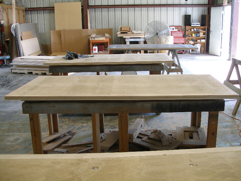 Door under construction · lead layer going in