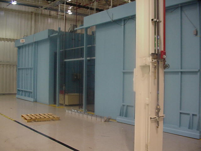 Two completed industrial X-ray rooms standing side by side