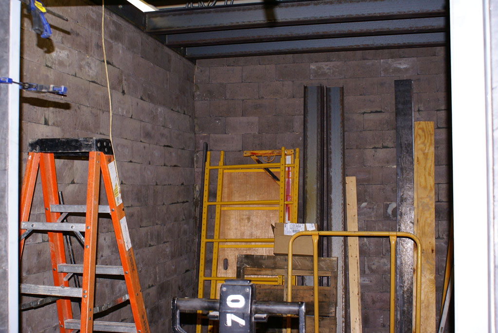 Interior of a high-density block vault during construction